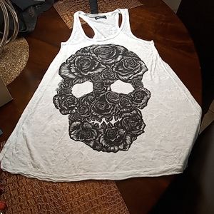 Floral skull burnout tank